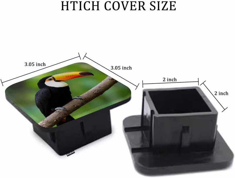 Beabes 2 Inch Toucan Trailer Hitch Cover, Tropical Bird Toucan Tree Branch Hitch Cover Fit for 2 Inch Hitch Receivers, Rubber Hitch Tube Cover Plug Cap for Trucks Cars SUVs - Image 2